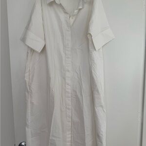 White Button-Up Shirt Dress Oversized Style
